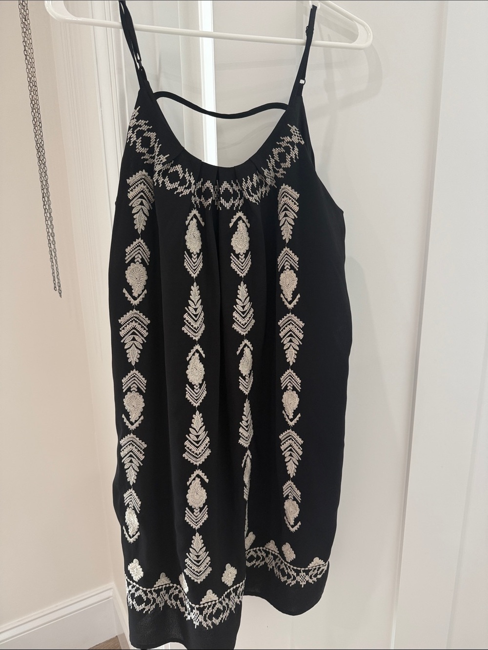 THML Black Mini Dress with Cream Embroidery